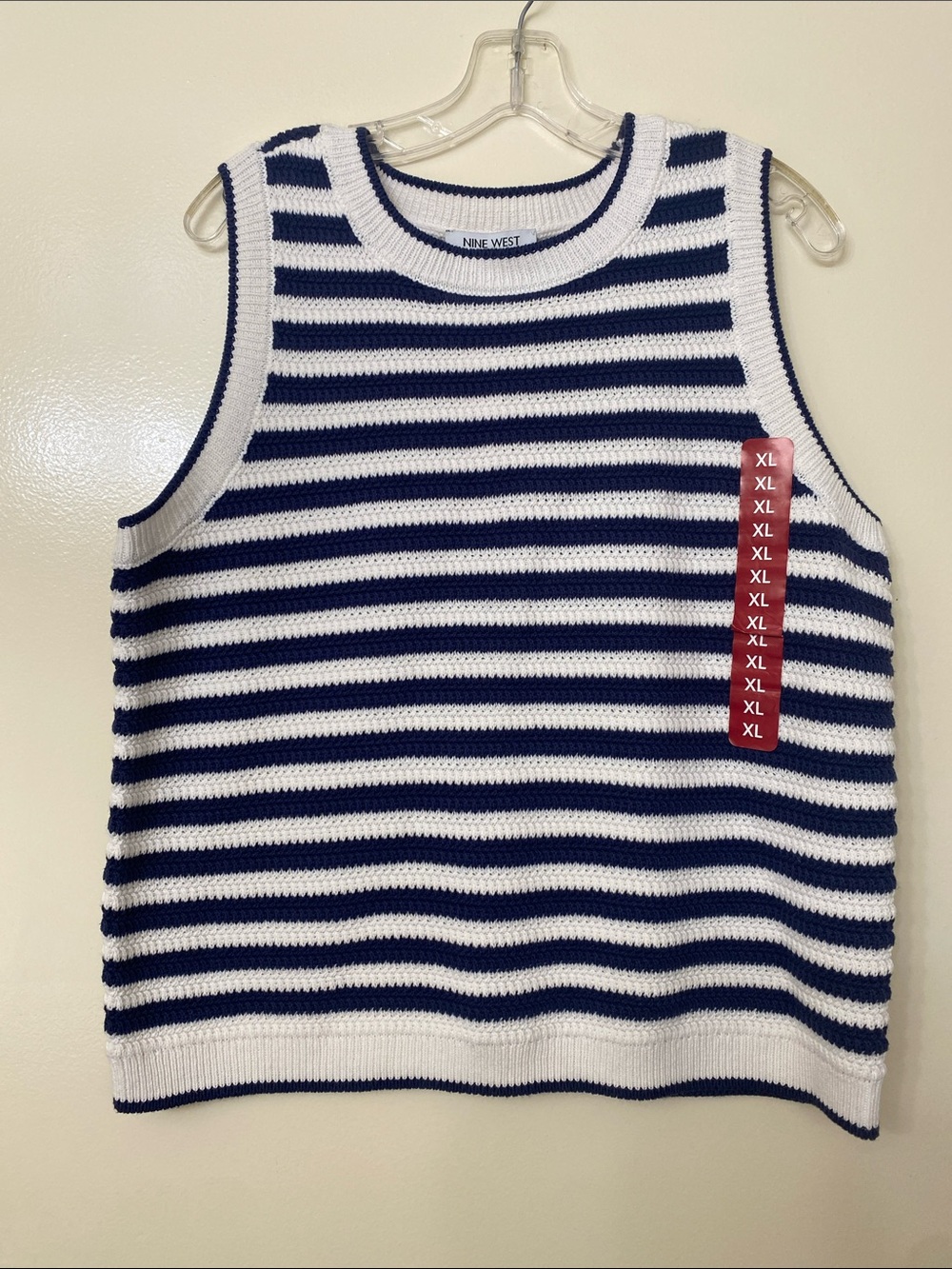 Women’s Navy & White Striped Sleeveless Knit Tank